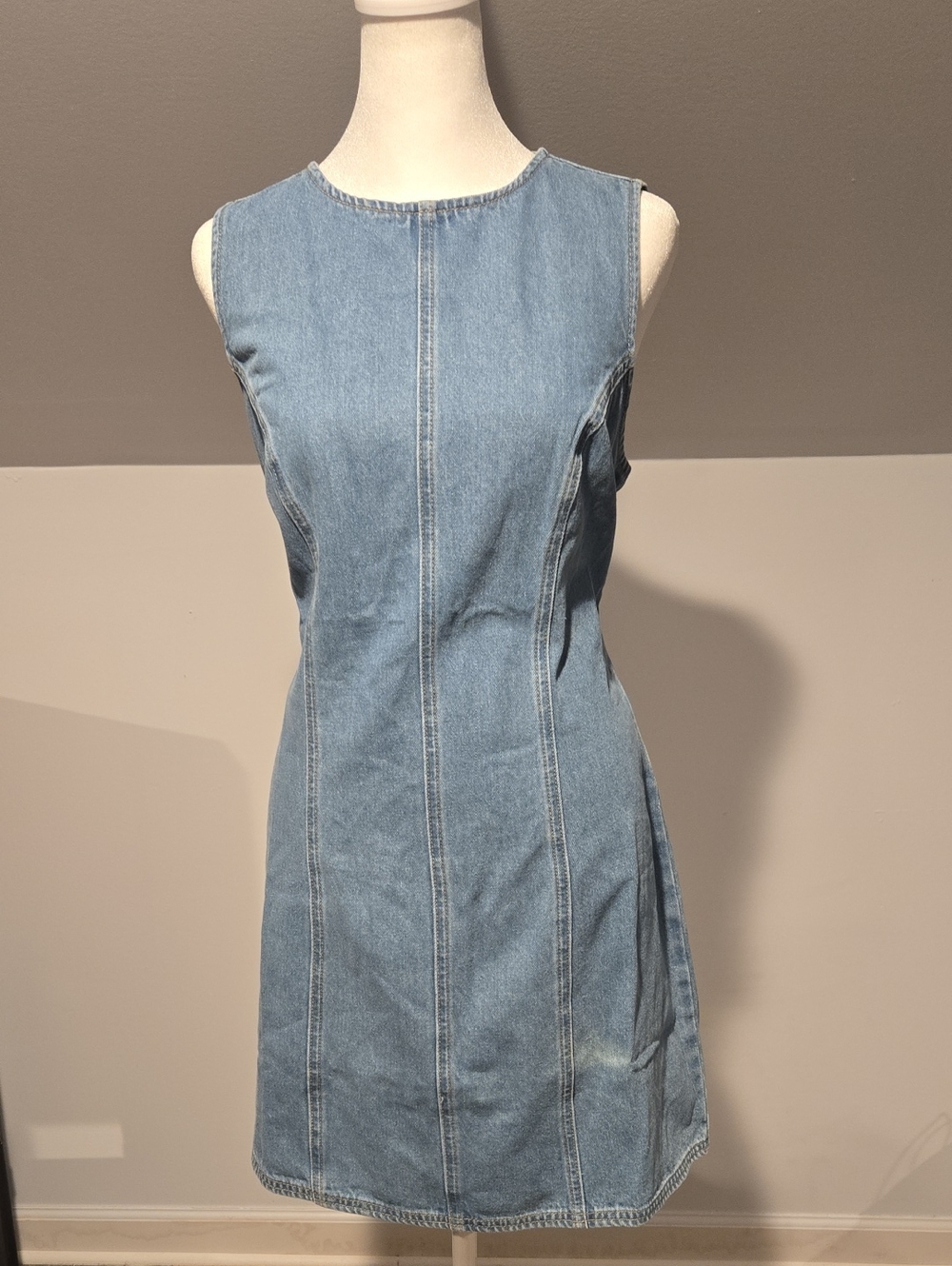 Cider Light Blue Denim Sleeveless Shift